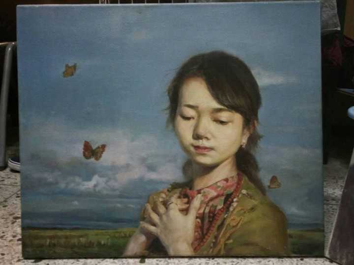 非专业油画组一等奖:美术与设计学院学生张锦坚油画作品《暗香》